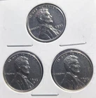 1943 P D S AU/BU **STEEL Wheat Head Lincoln Cent 3 Coin Set,**  Penny Lot