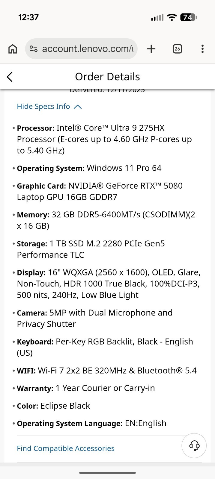 Legion Pro 7i Gen 10 Intel (16") with RTX™ 5080