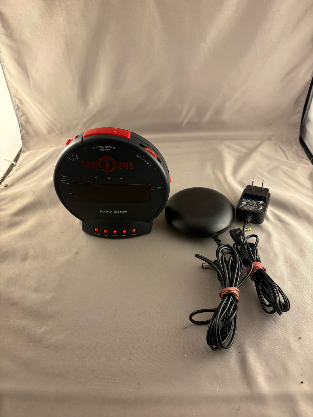 Sonic Alert Sonic Bomb Alarm Clock with Bed Shaker Extra Loud Vibrating