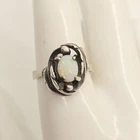 Sterling Silver Vintage Feather Opal Ring Size 10