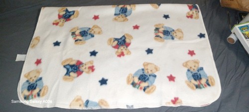 Springmaid BJT Blue Jean Bear Fleece Baby Blanket Unisex Euc Vintage Y2k