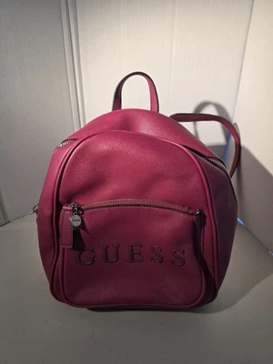 Guess Backpack Womens Mini Pink Faux Leather Logo Zip Adjustable Straps Casual - Image 1 of 4