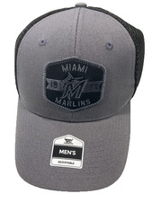 Miami Marlins MLB Charcoal Mass Adjustable MVP Mesh Snapback New