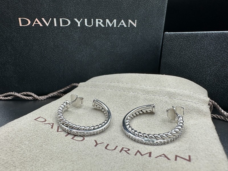 NW/D*YurmanCable Hoop /Earrings 925 Silver Crossover /Diamonds