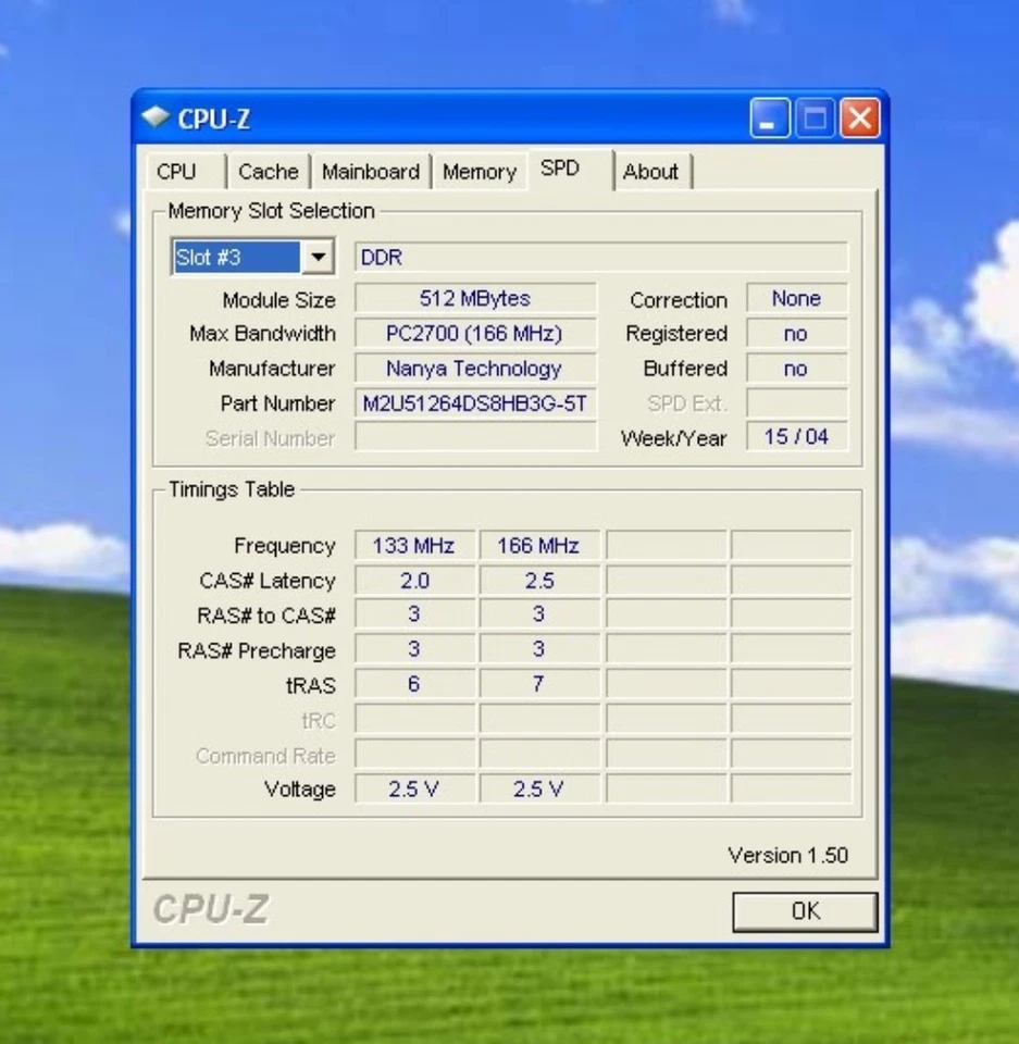 1GB 2x512MB PC3200 NANYA ELIXIR M2U51264DS8HB3G-5T DDR-400 RAM MEMORY KIT DDR1 - Image 2 of 3