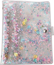 SICCOMA A5 6-Ring Loose Leaf Binder Cover PVC Glitter A5 Planner Cover Notebook