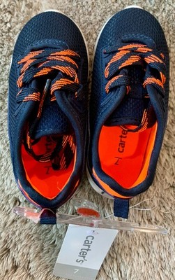 Baby/Toddler Boys Carter's Navy Blue and Orange Sneakers Size 7 New with Tags 