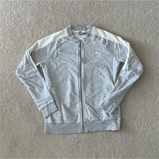 PUMA Women's Gray White Full Zip Lightweight Track Jacket Pockets Size M