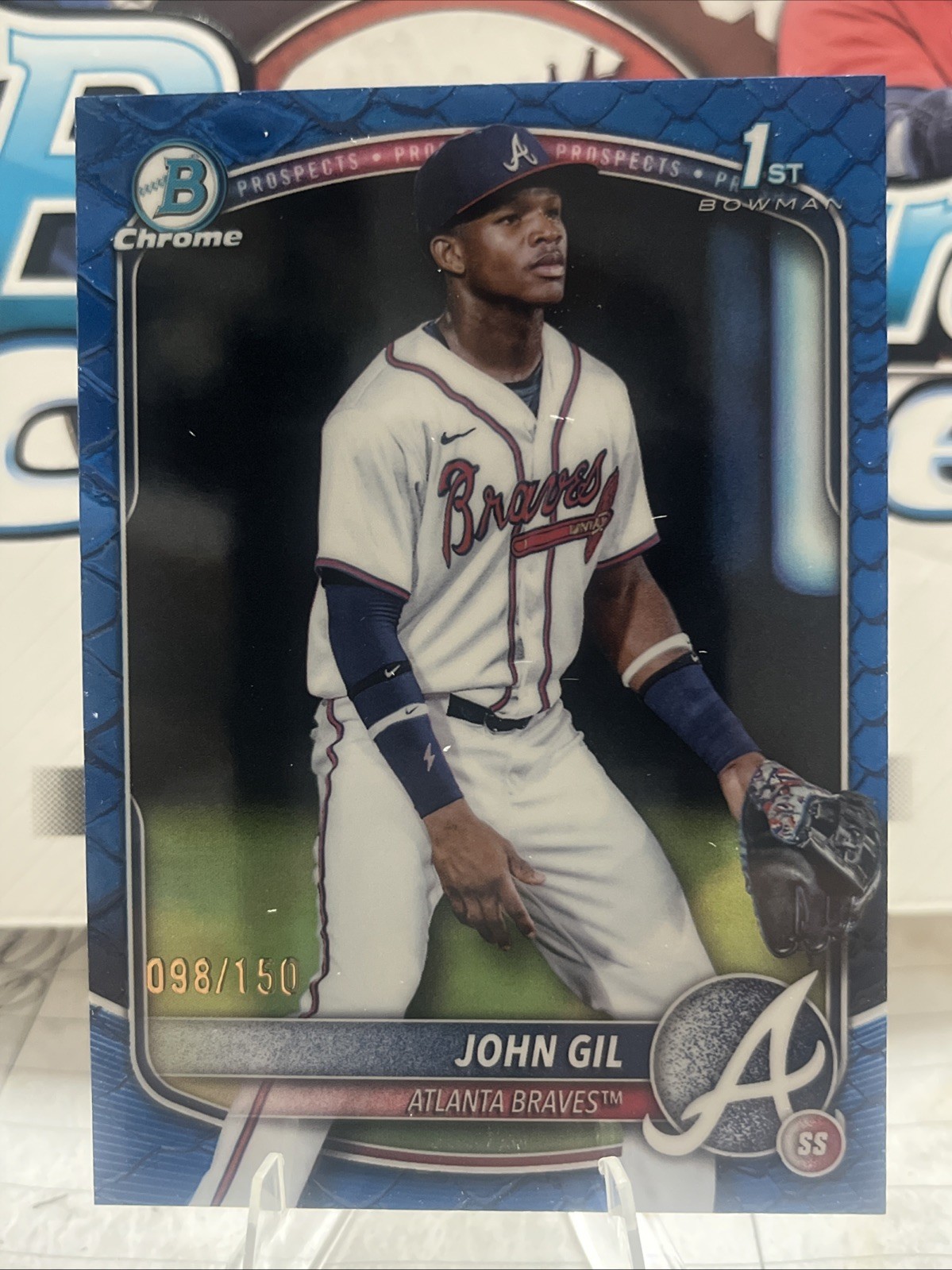 2025 Bowman Chrome John Gil Reptilian blue /150 Braves 1st