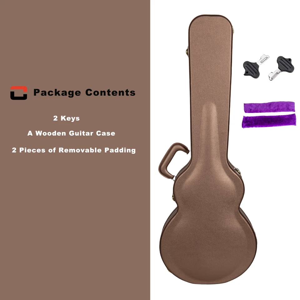 Crossrock Designer Series-Funda de madera para Les Paul Electric Guita-Marrón chocolate Foto 2 de 4