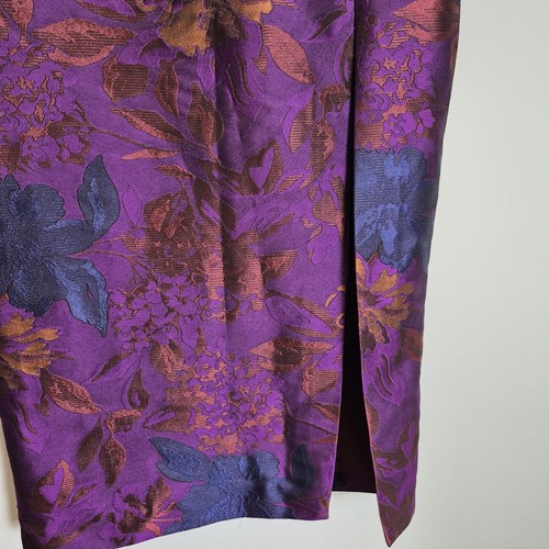 ASOS 8 Gonna a matita midi Jaquard viola blu floreale spacco davanti - Foto 3 di 8
