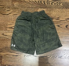 Under Armour Boys Athletic Shorts - Youth Medium - Olive Green Tie Dye