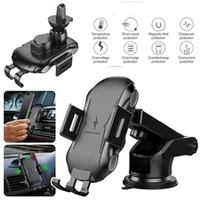 30W Wireless Charger Fast Charging Automatic Clamping Car Mount Phone Holder US