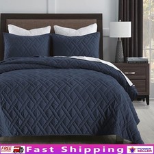 Soft Microfiber Twin Size Quilt Set Durable Lightweight Bedspread W/ Pillowshams
