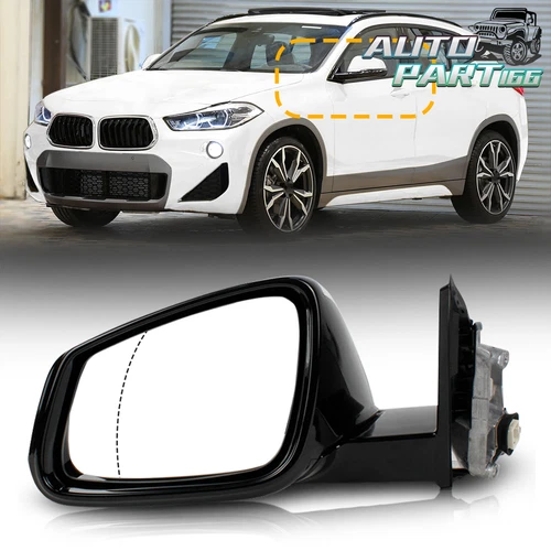 Left Driver Side White Mirror For BMW X2 F39 2019-2023 5Pins Heated Blind Line