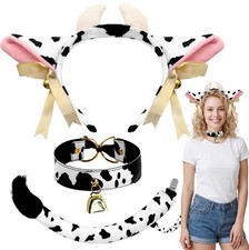 Cow Costume Accessories for Women - Cow Ears Headband, Tails  Cowbell Neckla...