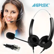4Pin RJ9 Call Center Telephone Crystal Binaural Headset handsfree Noise Cancel
