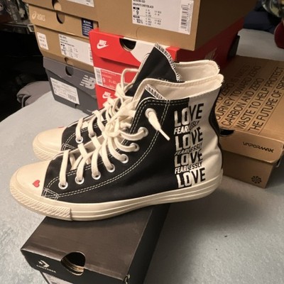 Converse Hi All Star Love Fearlessly Black White High Top Mens 8.5/Womens 10