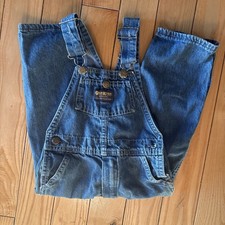 Vintage OshKosh B'Gosh Kids Blue Denim Bib Overalls Size 4T Vestbak Made In USA