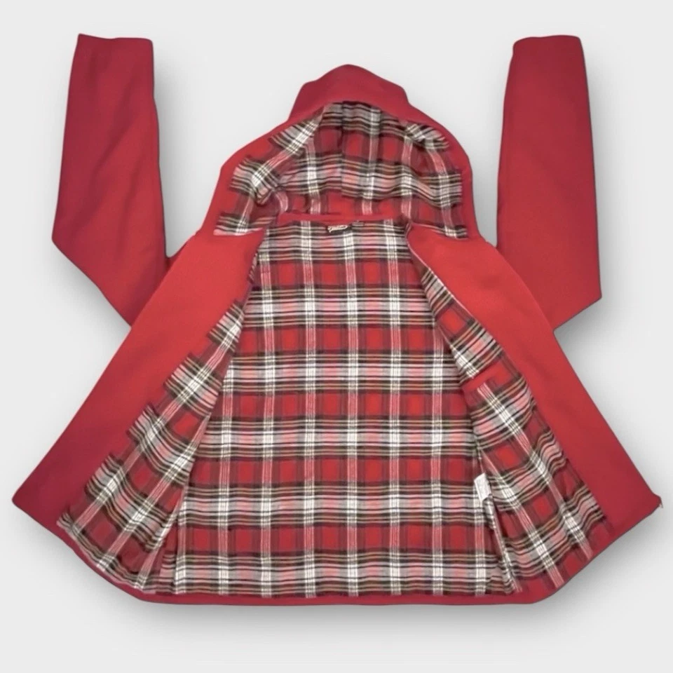 Chaqueta Hurley Vintage Mujer Mediana Rojo Franela Cuadros Abrigo Con Capucha Navidad Y2K Foto 4 de 4