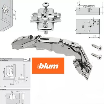 6 x Blum 155° Blumotion Soft Close Schrankscharnier 71B7550, Platte 174E610