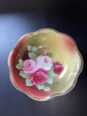 Antique Royal Vienna Porcelain Bowl Roses Z. S. & Co. Mignon Bavaria  8.75''