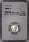 1923 Mercury Dime 10c NGC MS65FB - Nice Coin!