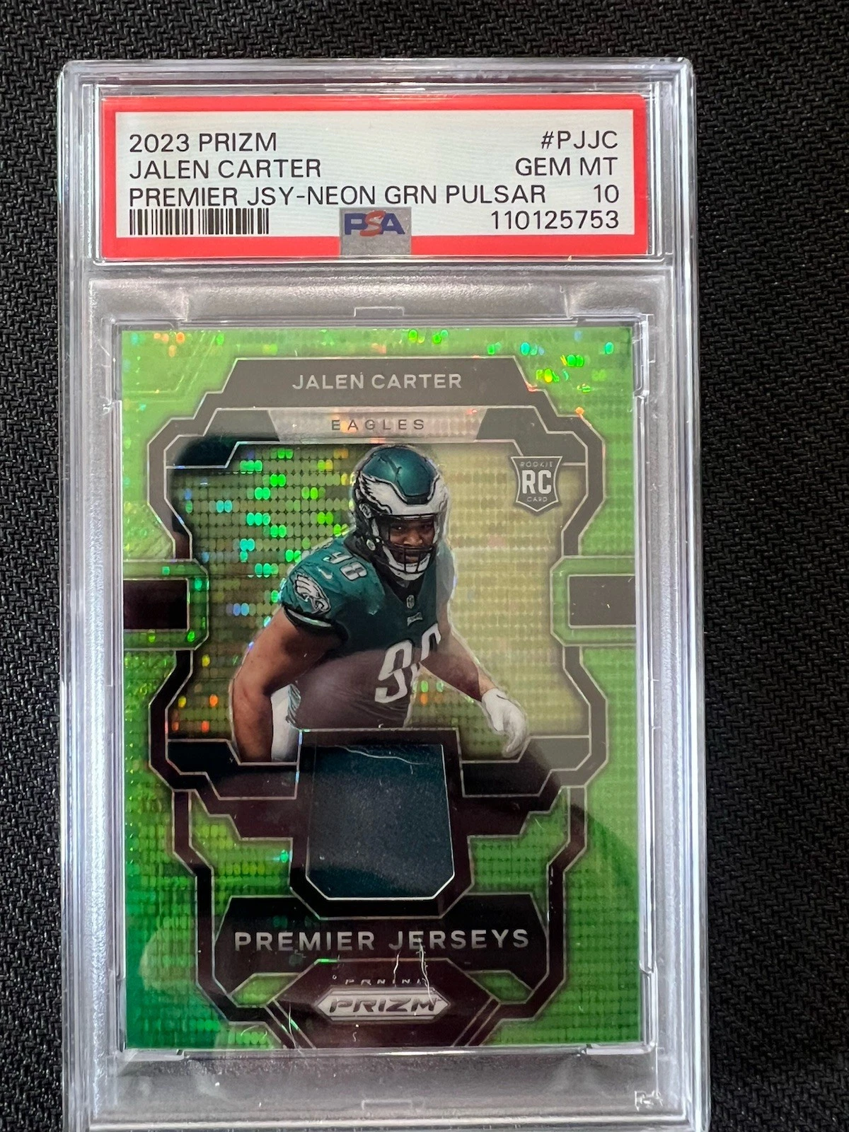 Jalen Carter Panini Prizm Premier Jerseys #PJJC Neon Green Pulsar
