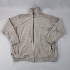 Sean John Velour Jacket L Beige Y2K Crest Embroidered Full Zip FAST SHIP