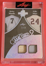 Mickey Mantle GAME USED BAT CARD #2/15 Willie Mays JERSEY 2025 LEAF SPECTACULAR