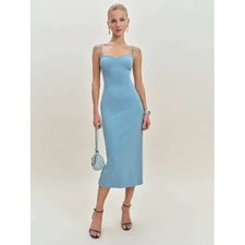 Reformation Remi Knit Midi Dress S Sky Blue Sweetheart Column $178