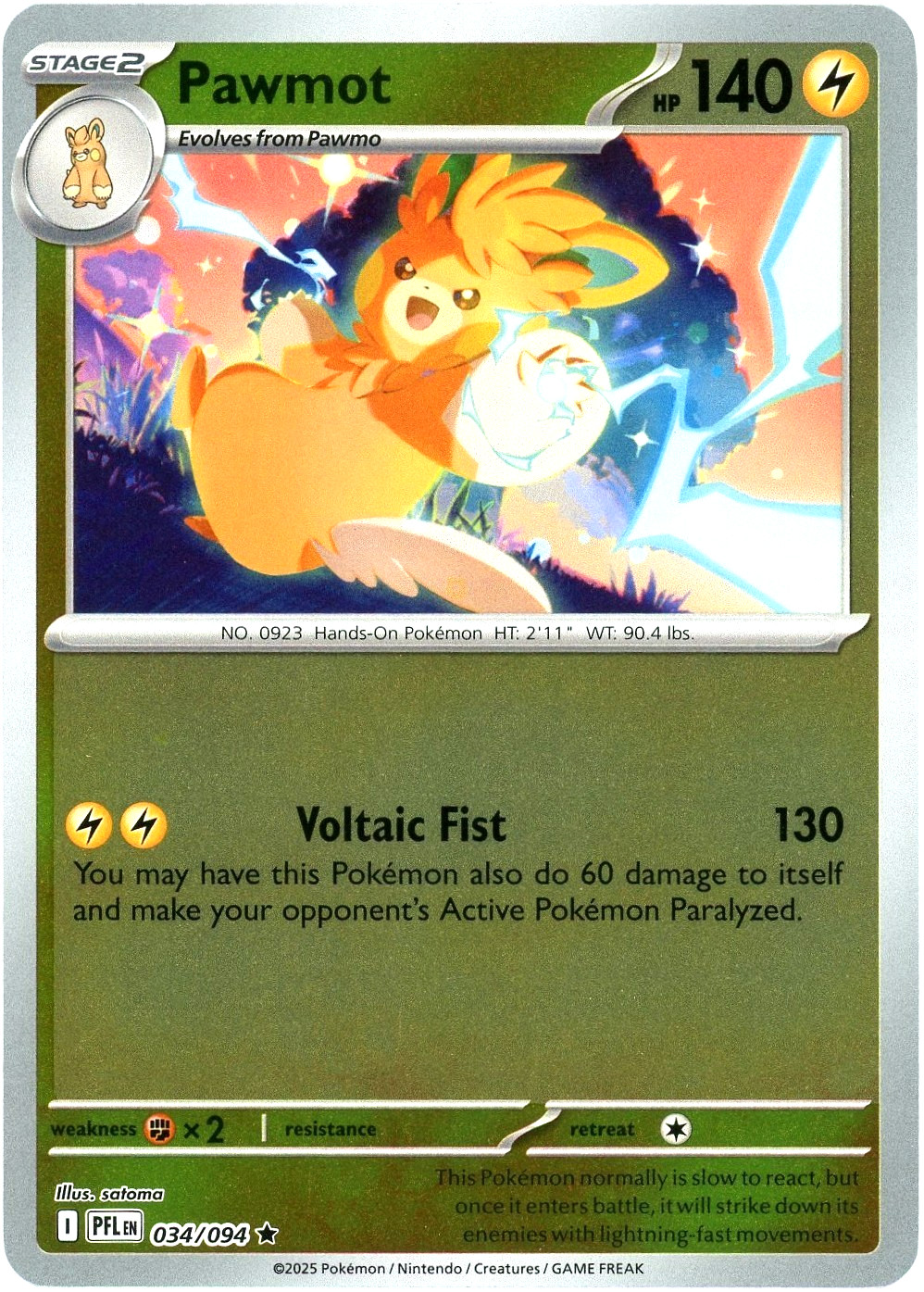 Pawmot 034/094 (Reverse Holo) ME02 Phantasmal Flames PFL - Pokemon - NM/M