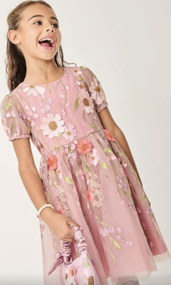 Monsoon Dusky Pink Minnie floral appliqué party dress Size 14-15Y 