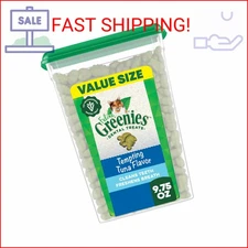 Greenies Feline Adult Dental Cat Treats, Tempting Tuna Flavor, 9.75 oz. Tub