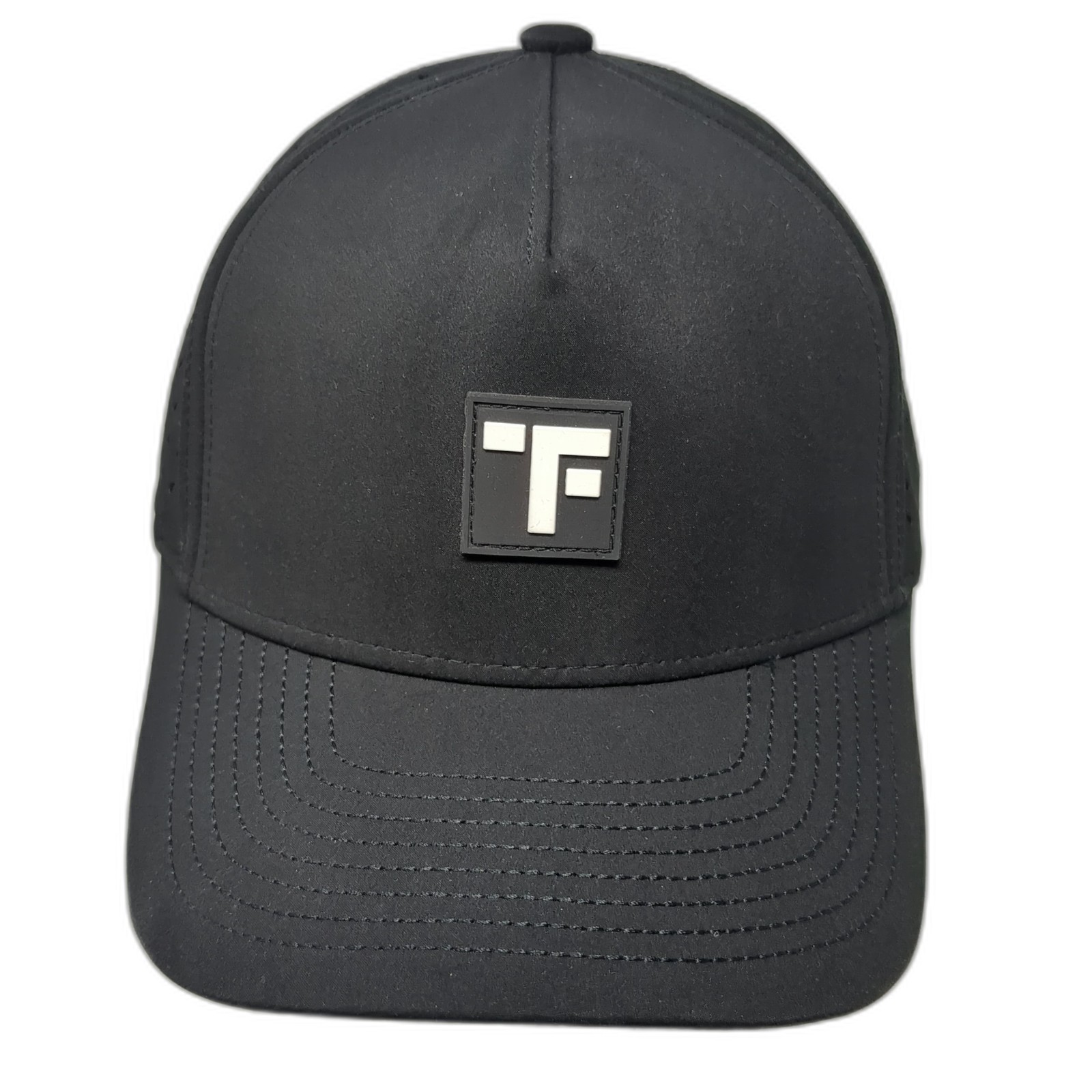 F Logo Patch Snapback Hat Solid Black One Size Ad… - image 1