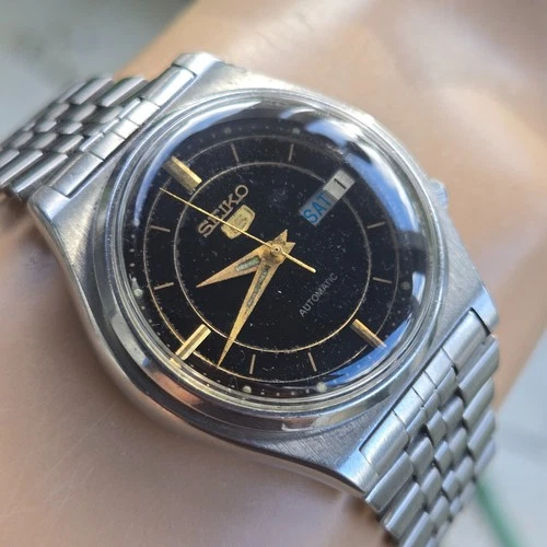 Vintage SEIKO men's automatic watch day/date 7009-3170 Black dial