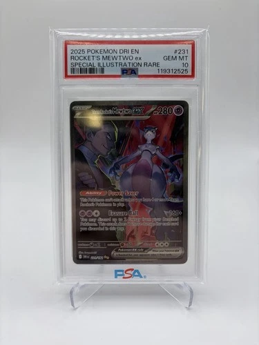 2025 Pokemon Rocket’s Mewtwo EX PSA 10 SPECIAL ILLUSTRATION RARE 231/182 DRI