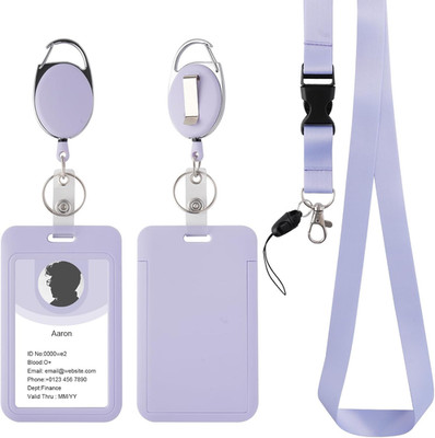 White Vertical ID Badge Holders with Retractable round Reel Clips,Hard Plastic C