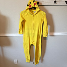POKEMON Pikachu Kids Pajamas One Piece Costume Suit PJs Child Size Medium 8 zip