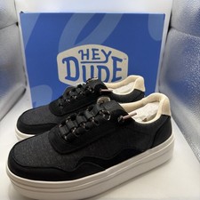 Hey Dude Women's Hudson Lift Sport Black Sneakers Size US 8, EU 39, UK 6 NIB