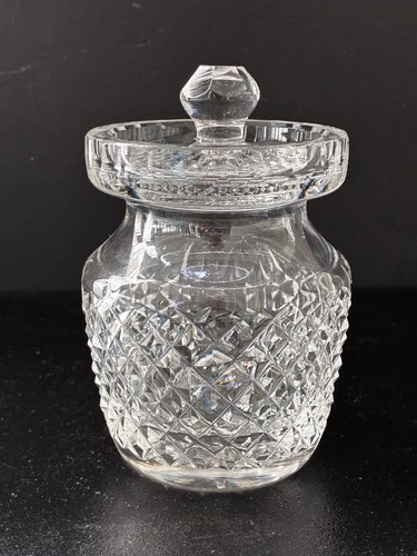 Vtg WATERFORD CRYSTAL Alana Diamond-Cut Lidded Jam/ Honey/ Condiment Jar IRELAND