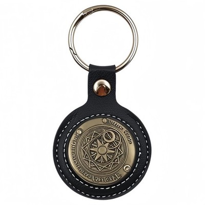 1 Pack AA Medallion Holder Keychain Leather Coin Holder for Lucky Coin Tokens