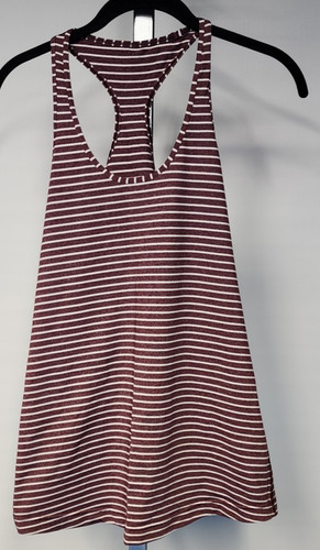Lululemon Racerback Tank Top Size 12 Burgundy & White Stripe Athletic