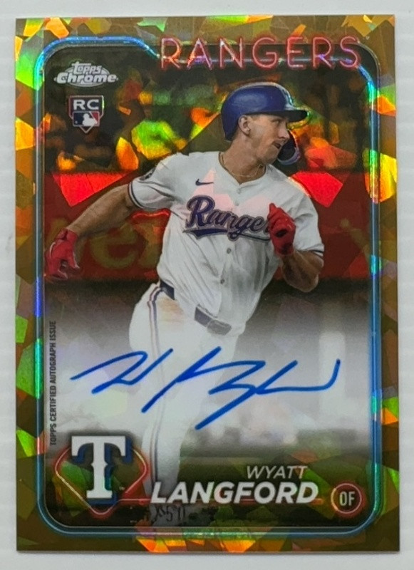 2024 Topps Chrome Sapphire Wyatt Langford Gold Refractor Rookie Auto RC #16/50