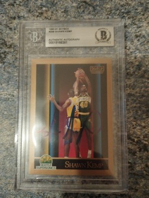 Shawn Kemp 1990-91 SkyBox #268 Rookie Auto Signed Beckett BAS Authentic