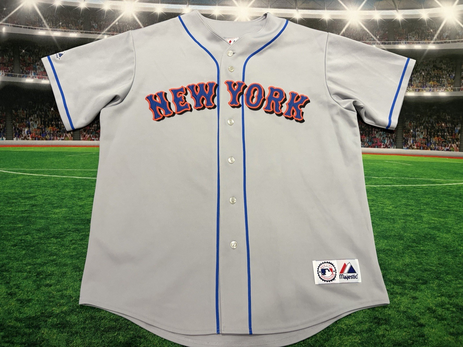 Moises Alou #18 New York Mets Majestic Jersey Sz XL Gray Preowed