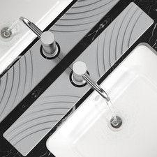 SpaceHacks Stone Faucet Mat for Kitchen Sink - Fast 23.7" × 4", Light Grey 