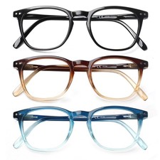 3-Pack Blue Light Blocking Reading Glasses,Spring Hinge Computer Readers for Men