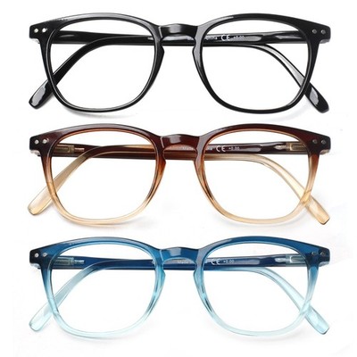 3-Pack Blue Light Blocking Reading Glasses,Spring Hinge Computer Readers for Men