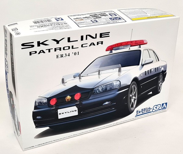 Aoshima 1/24 Nissan Skyline ER34 Patrol Car 2001 Build Yourself Model Car Kit-image